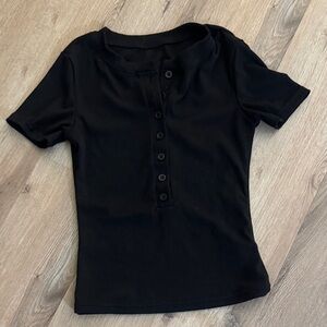 SHEIN Black Button-Up Blouse